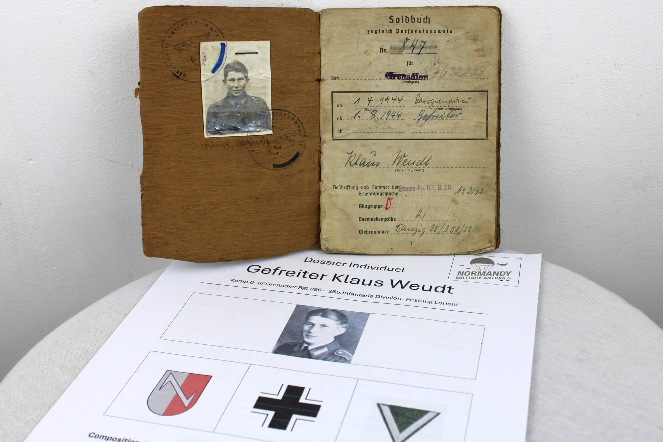 Soldbuch du Gefr Weudt 